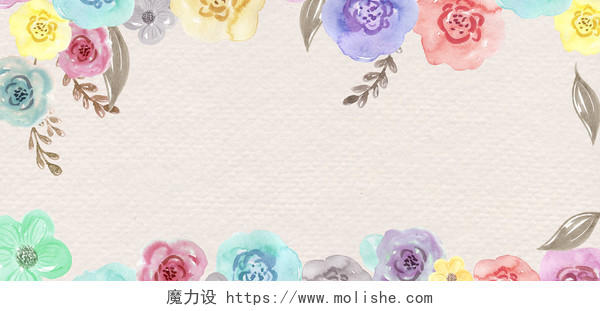 六一儿童节手绘花朵彩色甜品婚礼banner海报平铺